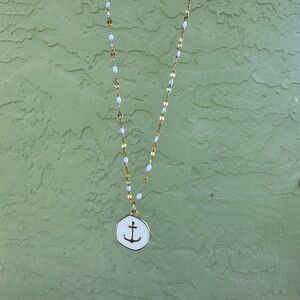 Gold Anchor Pendant Necklace